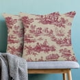 thumbnail image 2 of Toile Pillow Covers 18x18 Inch Set of 2, French Style Outdoor Decorative Throw Pillowcase Vintage Pink Toile De Jouy Cushion Cover for Sofa Couch Farmhouse Living Room Bed Decor, 2 of 6