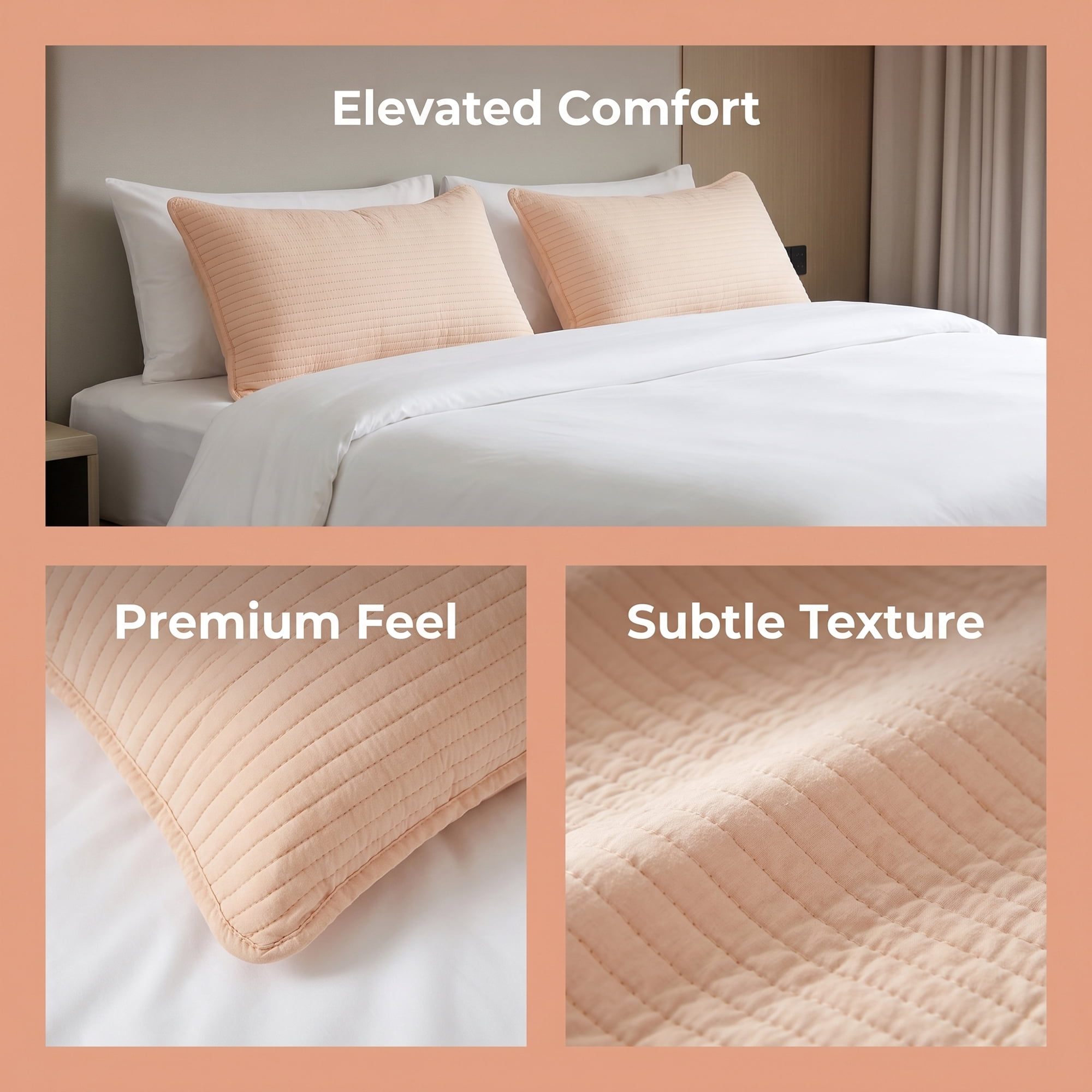 Unique Bargains Comfortable Envelope-style Pillow Protector, 2-pack Quilted Khaki 19"x29"