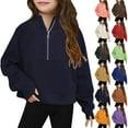 thumbnail image 3 of XADYUY Girls' Fashion Hoodies & Sweatshirts Oversized Crop Long Sleeve Girls Pullover Sweatshirt Cotton Half Zipper Sweaters for Girls 10-12 Cute Fall Clothing for Teen Girls, 3 of 3