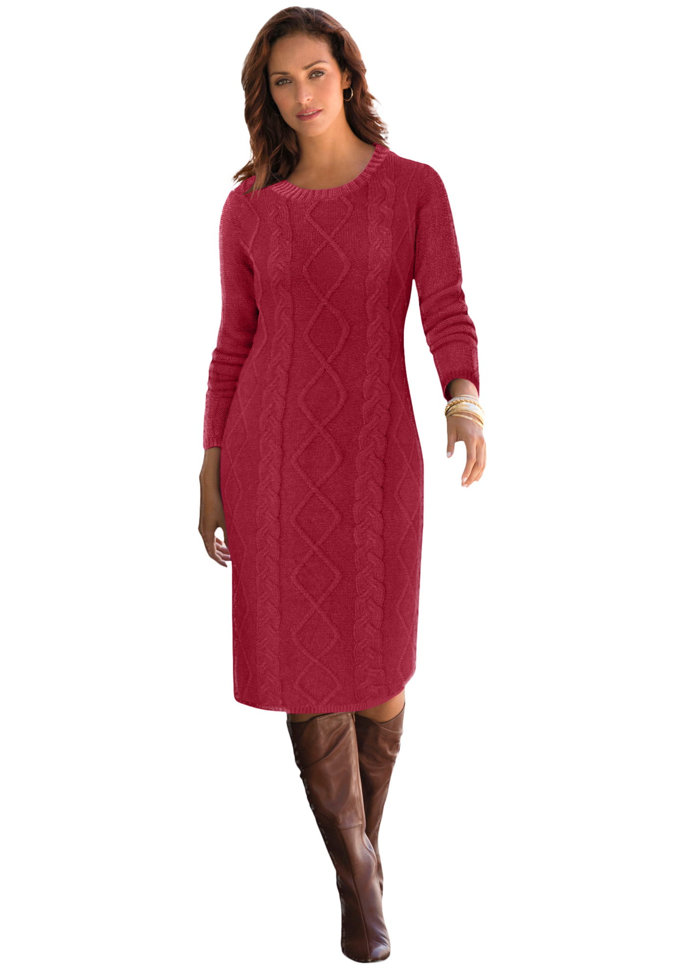 Plus Size Cable Sweater Dress - 14 ...