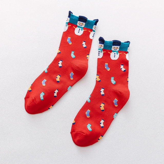 Chaussons Chaussettes Rouges Imprimés Amusants Colorés Festifs Genouillères Confortables pour Femmes Design de Noël Fantaisie Doux