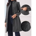 thumbnail image 2 of DARING DIVA Women's Stand Collar Mid-Length Overcoat with Pockets S Grey, 2 of 6