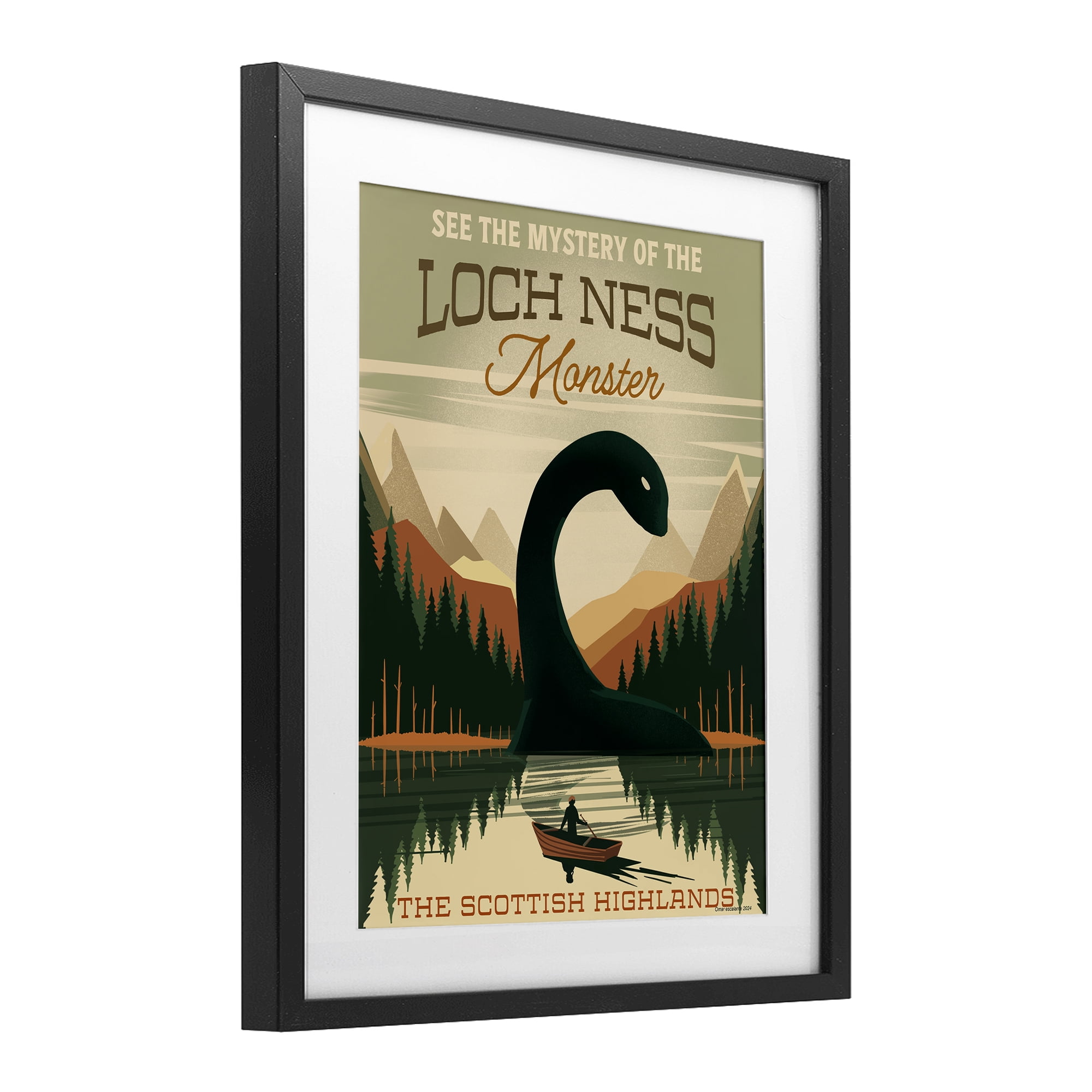 Stupell Industries Folklore Monster Tourism Black Framed Print Under Glass, design by Omar Escalante