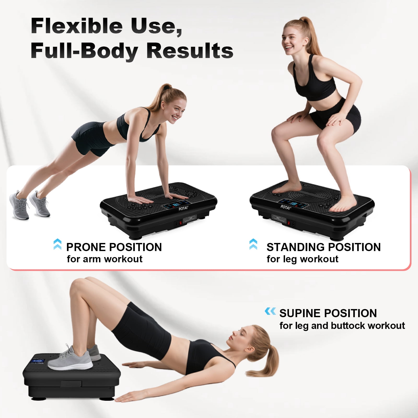 BEF Vibrating Plate Exercise Machine, 150 Watts for Women and Men, Net Weight 20lbs, Product Net Content Uom, Black