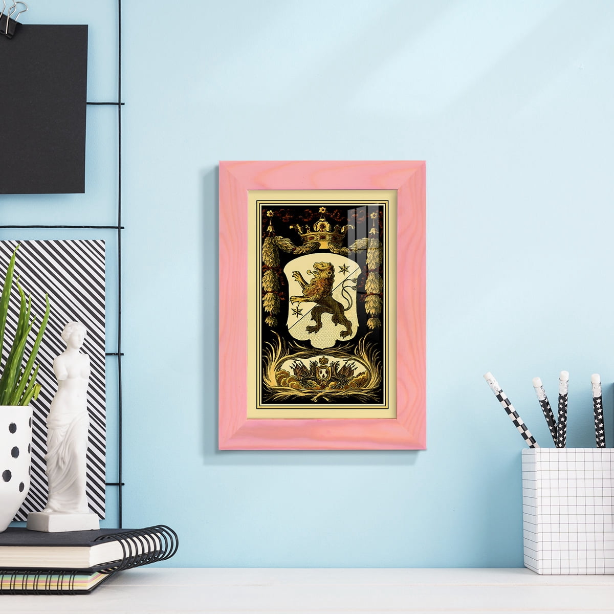 Family Crest III -Framed Print w/glass-Sunset Pink