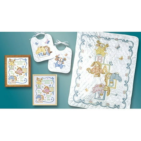 Janlynn Stamped Cross Stitch Kit, Sleepy Bunnies, Set of 2 Multi-Colored