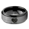 thumbnail image 2 of Tungsten Gaming Gamer Video Game Love Heart Emoji Band Ring 8mm Men Women Comfort Fit Black Step Bevel Edge Brushed Gray Polished, 2 of 4