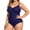 A-Dark Blue187, variant on Women's Tropical Floral Ruched Swimwear Slim Fit Sleeveless Square Neck One Piece Swimsuit Stretchy Vibrant Beach Swimsuits