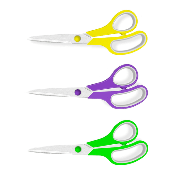 Scissors, 8.5" Scissors All Purpose Comfort Grip Stainless Steel Sharp Scissors for Office Home Supplies, Right/Left Handed, (3 Pack)