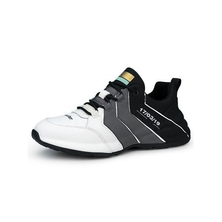 

Eloshman Mens Running Shoe Lace Up Sport Sneaker Platform Sneakers Daily Non-slip Breathable Trainers Anti-Collision Casual Shoes White Gray 5.5