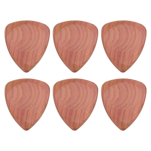 Uxcell 6 Pcs Wood Guitar Pick, 3.0mm Ultra Heavy Gauge Pine Wood Groove Shape Guitar Picks for Electric and Acoustic Guitars, Red Wood Color