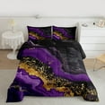 thumbnail image 2 of jejeloiu Purple Gold Black Bedding Comforter Set,Marble Fulid Art Twin Comforter Sets,Modern Aesthetic Art Bedding Set For Adults,Ltra Soft Home Decor Reversible,2-Piece, 2 of 8