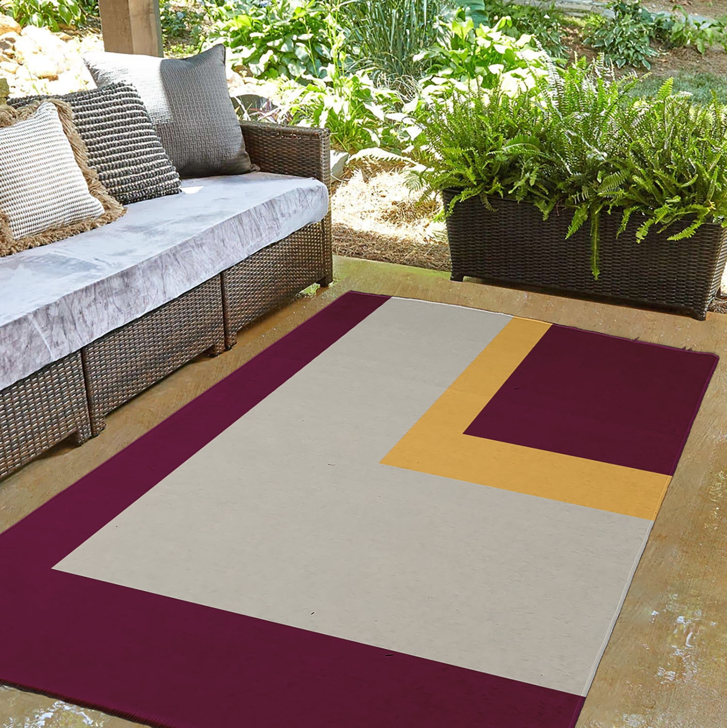 3' x 5' Simply Daisy Bold Blocks Modern & Contemporary Chenille Area Rug, Maroon Red