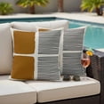 thumbnail image 4 of Brown Outdoor Waterproof Pillow Covers, Modern Painting Farmhouse Striped Abstract Art Decorative Square Throw Pillowcase Sofa Cushion Sham for Patio/Couch/Chair, 26"x26" 2 Pack, 4 of 8