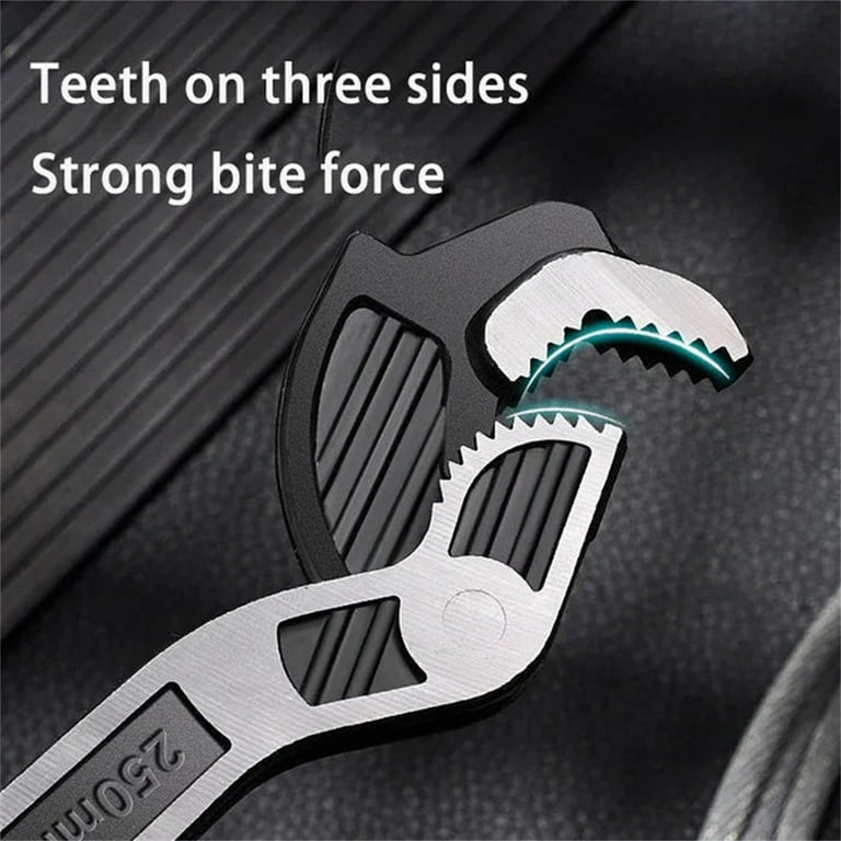 Self-Locking Adjustable Wrench – 3-Sided Teeth Power Grip Tool For Pipes (6, 8, 10, 12 Inch)