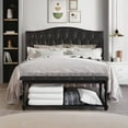 thumbnail image 4 of CraftPorch  2 Piece Bedroom Bench Set Transitional Button Tufted Bed Light Grey - King, 4 of 5