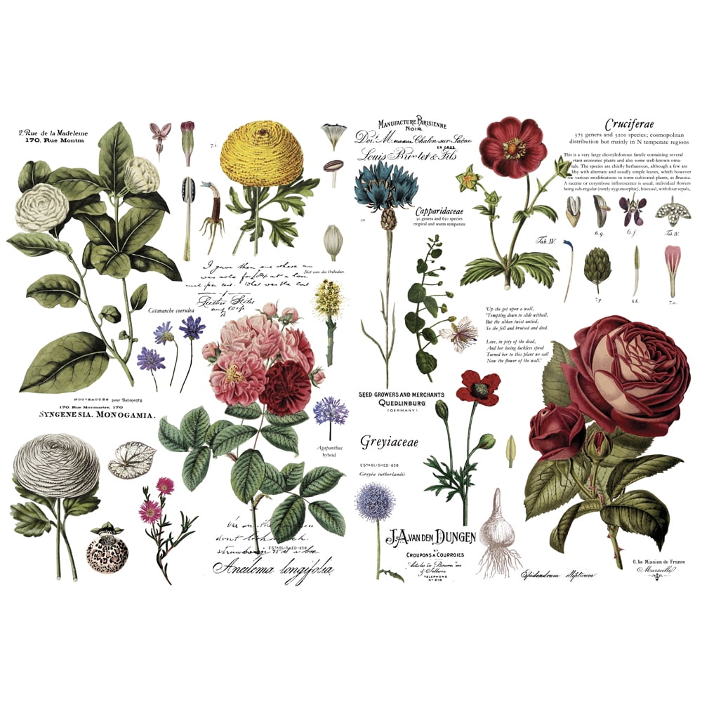 Redesign Decor Transfers Lush Floral Ii 6 Sheets, Design Size 44"x30"