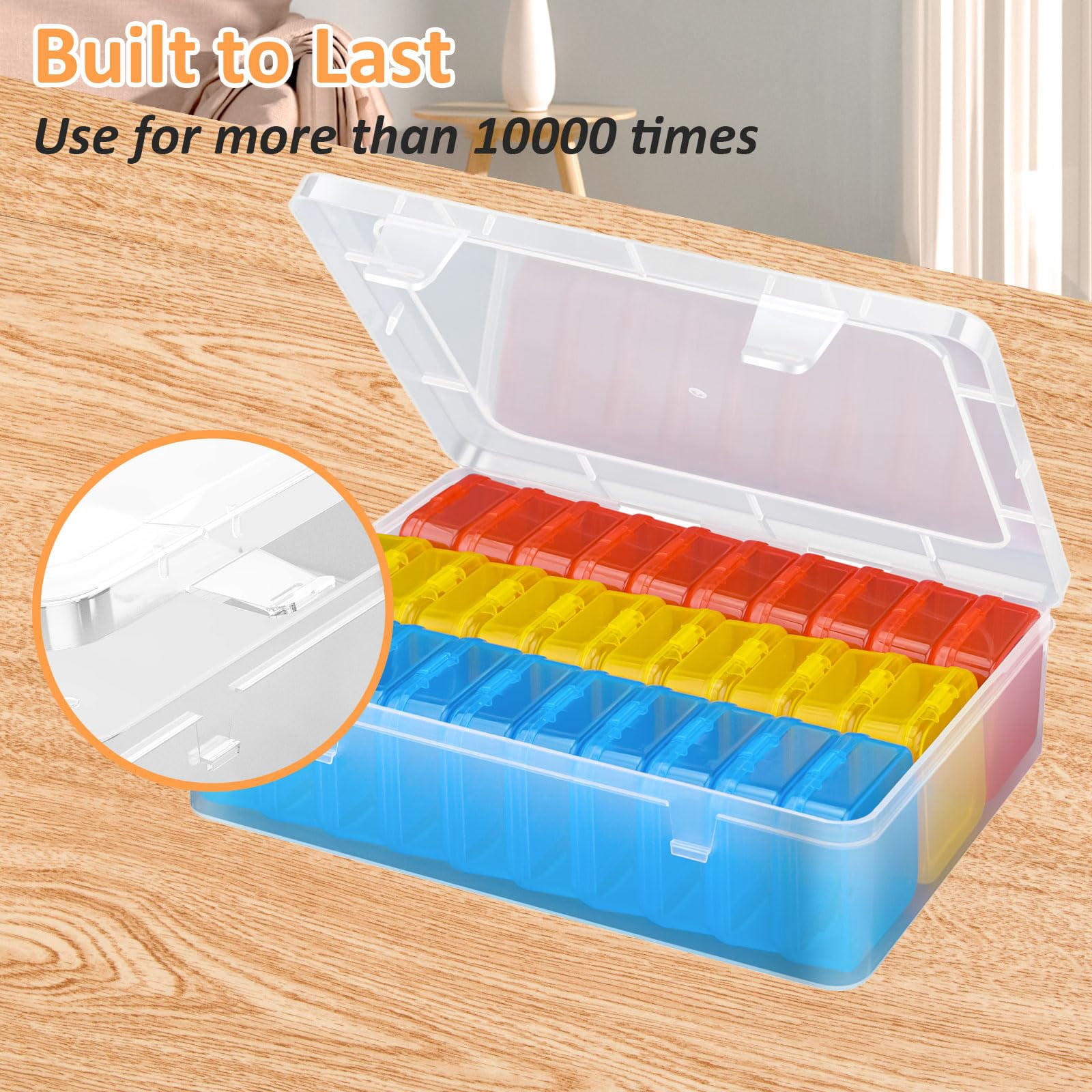 Bead Organizer Box 62Pcs Small Storage Plastic Cases Mini Clear Containers with Hinged Lid for Bracelet Making DIY Jewelry Craft Nails
