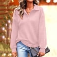 thumbnail image 4 of Women’s Waffle Lapel Button Sweatshirt Oversized Long Sleeve Pullover Sweatshirt Fall Loose Fits Casual Layered Tops, 4 of 5