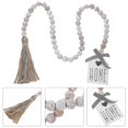 thumbnail image 2 of Home Tassel Wooden Beads Garland Wooden Beads String Ornament Tiered Tray Decor, 2 of 3