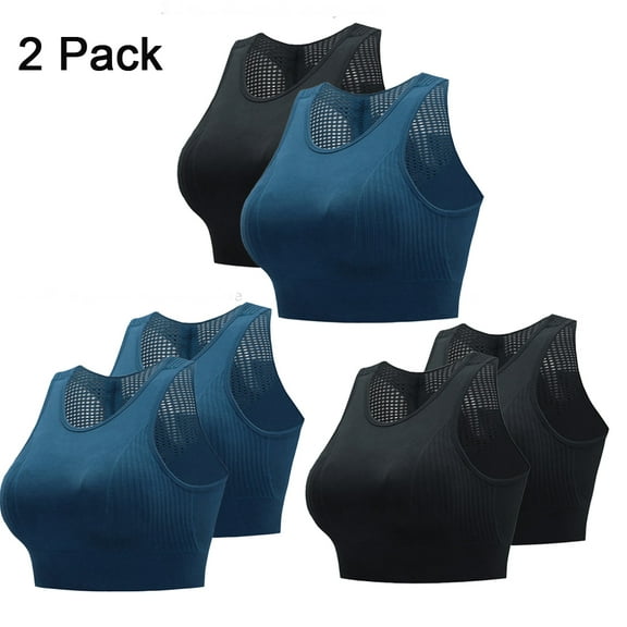 2 Pack Sports Bras for Womens-Hollow Cut/Back Yoga Workout Fitness Vest Crop Tops