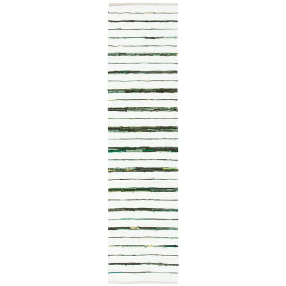 SAFAVIEH Montauk Rowena Striped Runner Rug, Green/Ivory, 2'3" x 9'