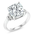 thumbnail image 3 of Gem Stone King 5.29 Cttw White Moissanite Engagement Ring for Women | 925 Sterling Silver | 10MM Center Cushion Cut | Available in Size 5, 6, 7, 8, 9 | Fine Jewelry Gifts for Her Mom Women Wife, 3 of 5