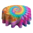 thumbnail image 4 of Colorful Tie Dye Mandala Pattern Round Tablecloth 60"x60",Wrinkle Wipeable Table Cloth for Kitchen Dining Room Picnic Patio Party, 4 of 6