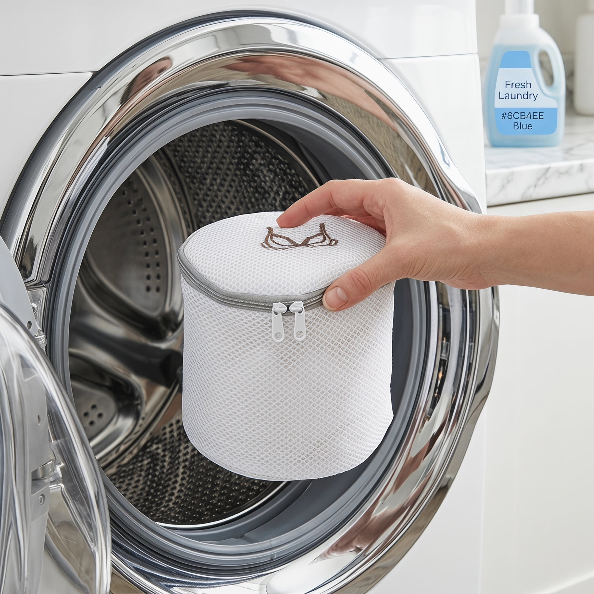 Unique Bargains 6Pcs Durable Mesh Zipper Closure Laundry Bags White