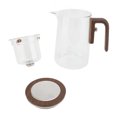 thumbnail image 1 of Kettle Glass Teapot with Infuser 600ml Stainless Steel One Touch Tea Maker Clear Tea Kettle with Wood Handle for Home Office, 1 of 7