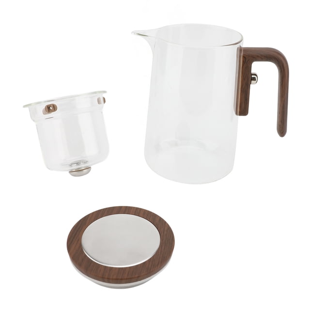 Kettle Glass Teapot with Infuser 600ml Stainless Steel One Touch Tea Maker Clear Tea Kettle with Wood Handle for Home Office