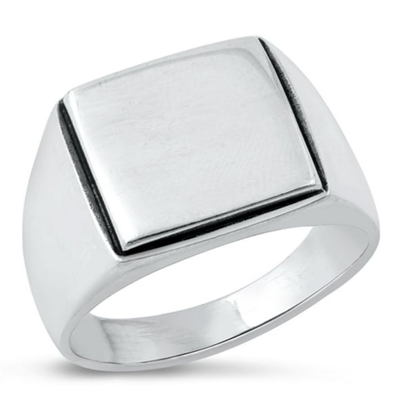 Signet Ring .925 Sterling Silver Square Band Jewelry Female Male Unisex Size 7