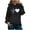 Black, variant on jsaierl Womens Hoodies Heart Print Sweatshirt Top Long Sleeve Dressy Casual Shirt Loose Pullover Hooded Sweatshirt with Pocket