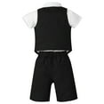 thumbnail image 2 of Haitryli Baby Boys Summer Formal Suit Gentleman Vest Bowtie Top with Shorts Tuxedo Sets Black 9-12 Months, 2 of 7