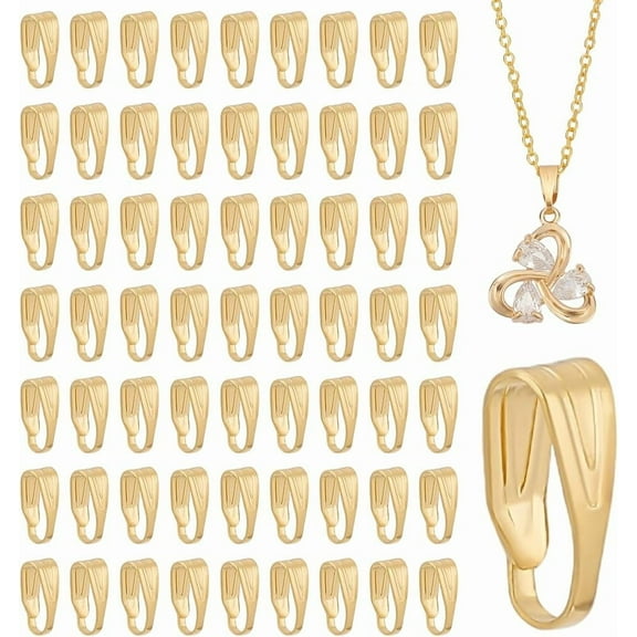 300pcs 14K Gold Plated Pendant Clasp Snap On Bails Charms Clip Hook Pendant Connector Pinch Bail Attachment Clasps