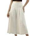 thumbnail image 2 of Women's Wide Leg Pants Cotton Elastic Waist Wide Leg Capris Pocket Casual Loose Stretch Dress Casual Flowy Palazzo Pants Women, 2 of 7