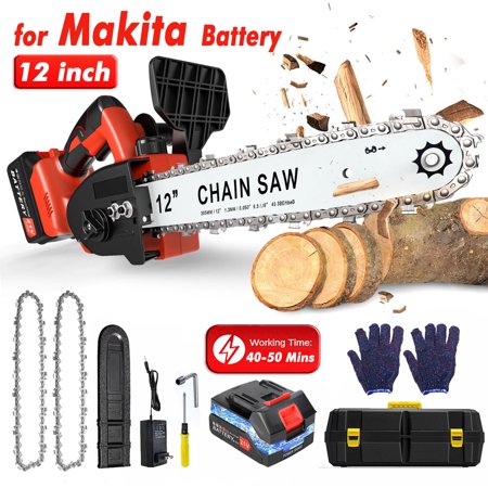 12 inch Cordless Electric Chainsaw  Tanbaby 900W Brushless Motor Chain Saw Kit with 21V Rechargeable 3.0Ah Battery and Charger  for Wood-Cutting