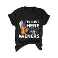 thumbnail image 4 of Women's Short Sleeve T-shirt Women'S Independence Day I'M Just Here For The Flag Print Crew Neck T Shirt,Black Women's Short sleeve T-shirt L, 4 of 4