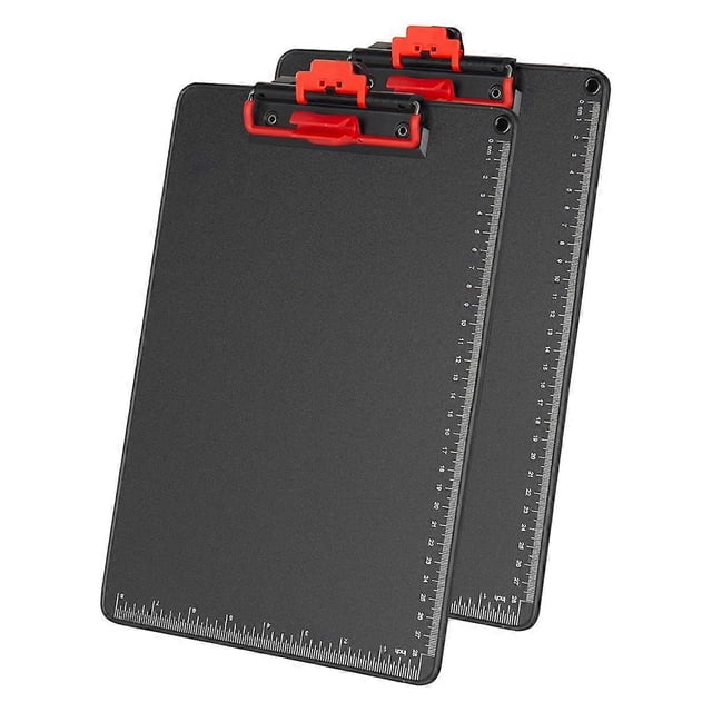 2 Pack Clipboards with Pen Holder, 12.5 X 9 Inch Standard Letter A4 Size Aluminum Wrapped Edge Prote