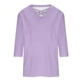 thumbnail image 5 of BangWanChi 3/4 Length Sleeve Womens Tops Women's Fashion Casual V-neck 3/4 Sleeve Top, 5 of 5