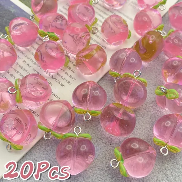 5/20 piezas dijes de imitación de Friut, colgantes de resina rosa melocotón para hacer joyas, pendientes, llavero, collar, accesorios de cremas DIY