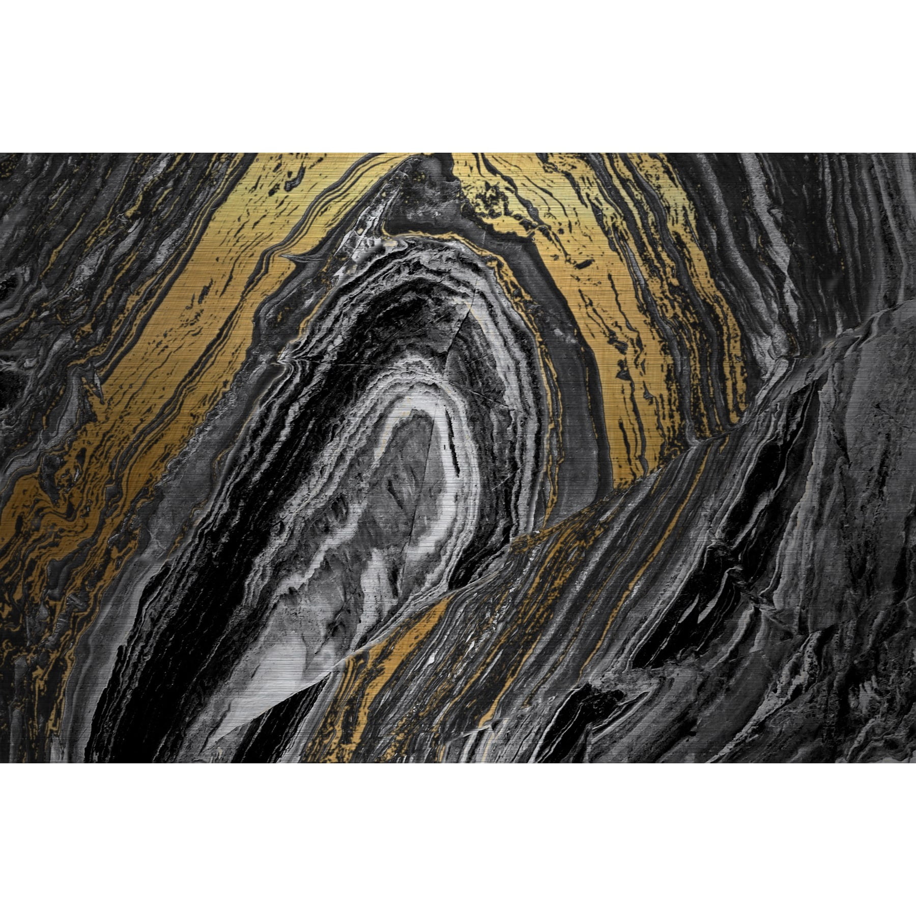 Marmont Hill - "Gold Brushstrokes" Painting Print on Brushed Aluminum