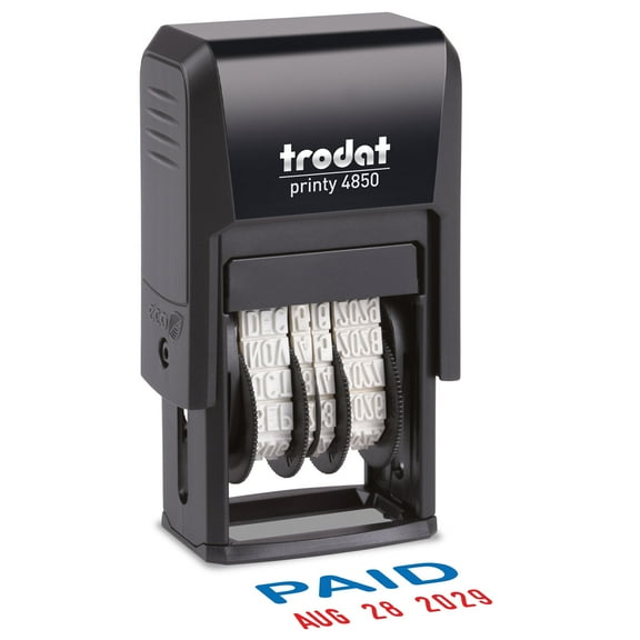 Trodat Printy Self-Inking Stamp, Pocket Sized, with PAID Message, 3/4" x 1", 1 Count
