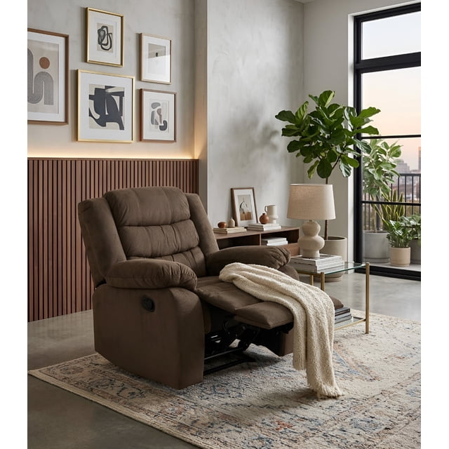 Sillón Reclinable Manual Lugo de tela Chocolate