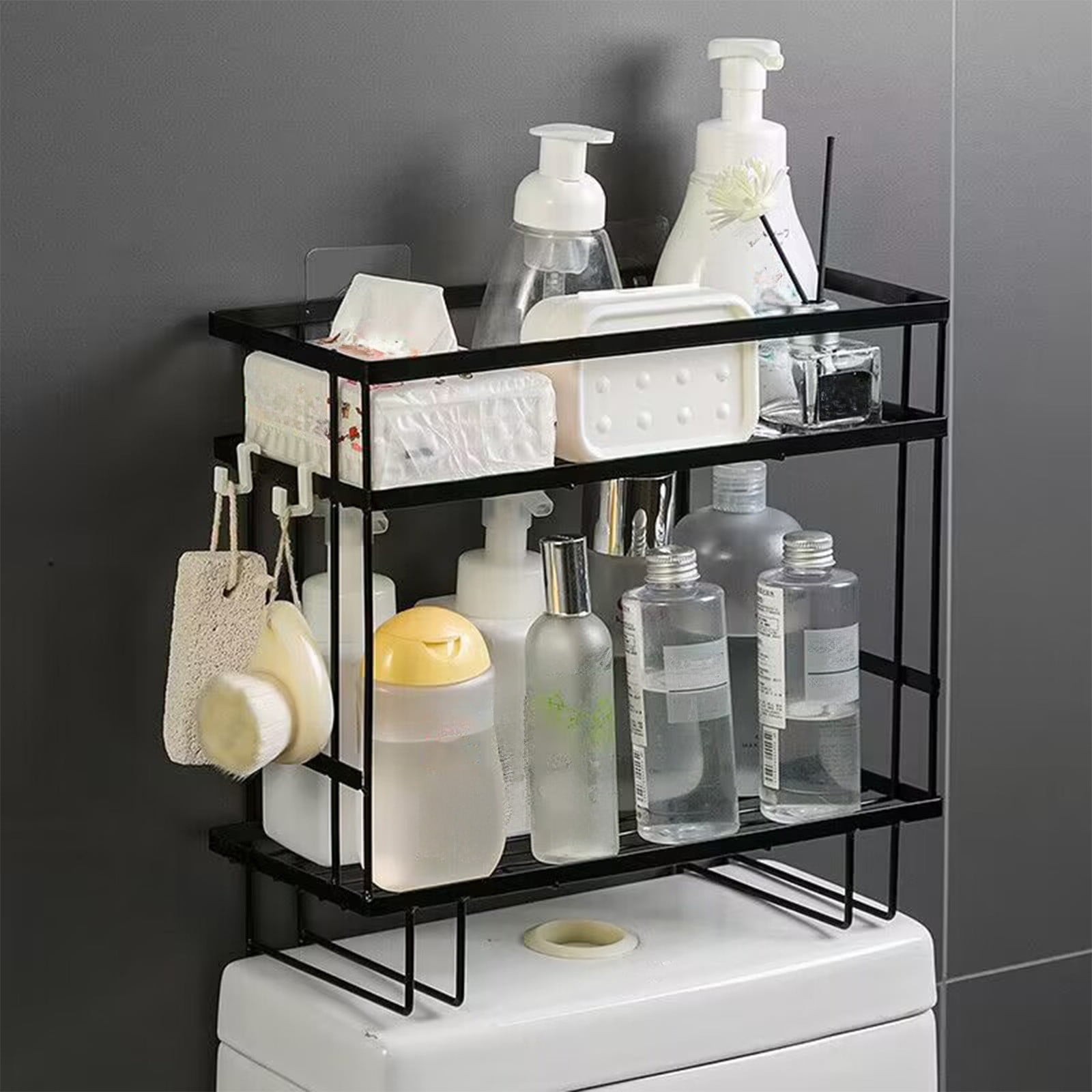 InsCrazy Bathroom Organizers and Storage, Toilet Tank Rack Multifunctional Bathroom Shower Storage Rack Toilet Top Rack