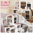 thumbnail image 4 of Qaba Kids Vanity Set, Pretend Makeup Playset with Lighted Mirror, White, 4 of 10