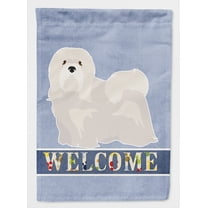 White Lhasa Apso Welcome Flag Canvas House Size