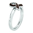 thumbnail image 3 of Stackable Expressions Sterling Silver Brown Enameled Awareness Ribbon Ring, 3 of 8