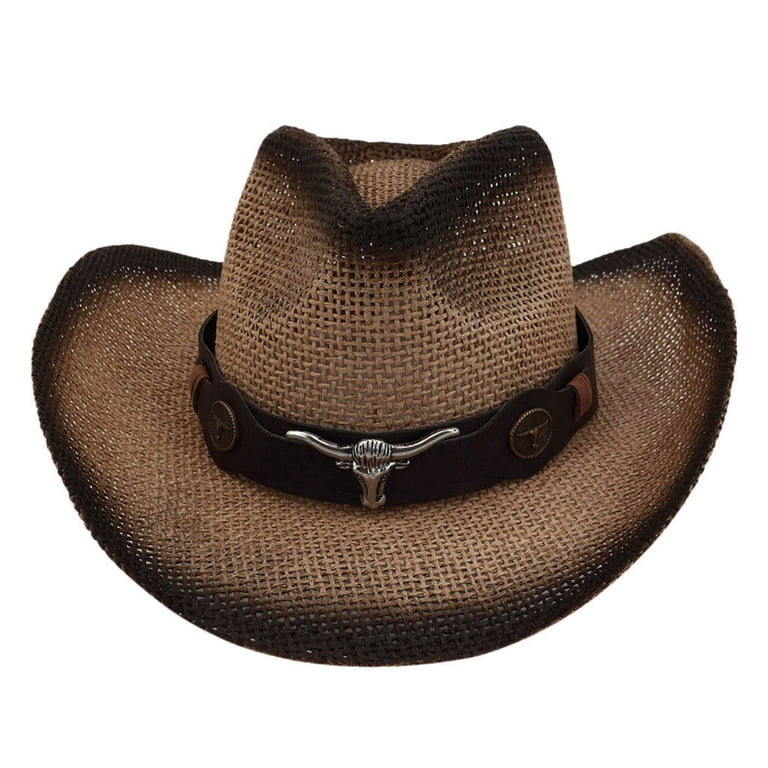 Stylish Tan and Black Straw Cowboy Hat Laredo Straw Hat Tall Crown Diamond Stripe Tan White – Los  main image 4