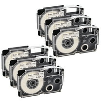 GREENCYCLE 6PK Black on White Label Tape Compatible for Casio XR9WE XR-9WE (9mm 0.35''x 8m 26ft) EZ Label Printer